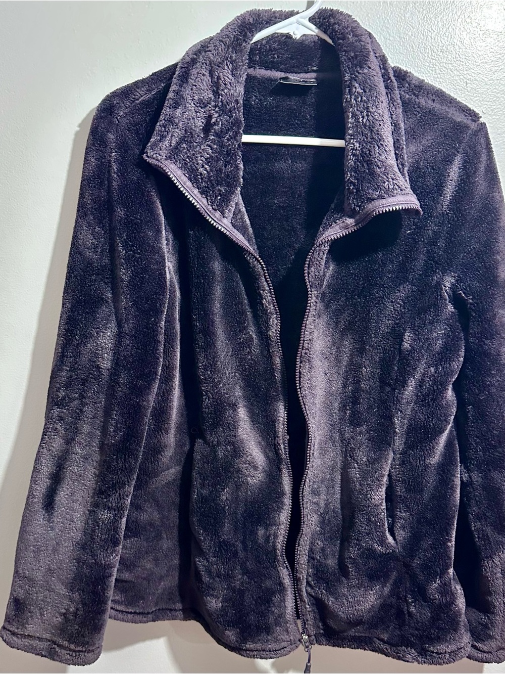 32 Degrees Plush Full-Zip Jacket in Charcoal Plum Size XL (R1)